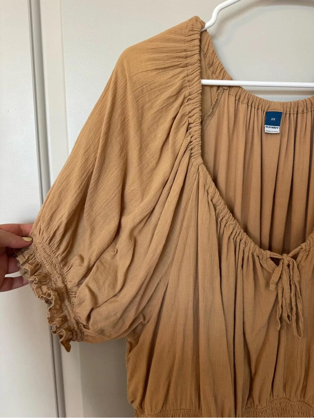 Old Navy Smocked Waist Mini Dress in Camel
